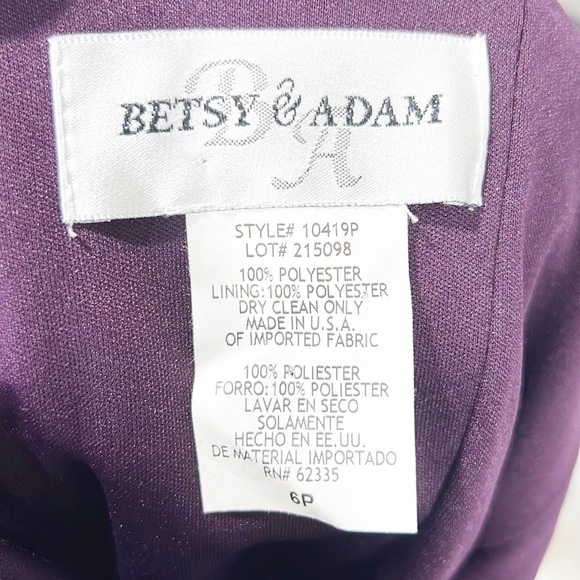 Betsy & Adam Grecian One Shoulder Floral Shoulder Long Gown size 6 Petite Purple - Picture 9 of 10